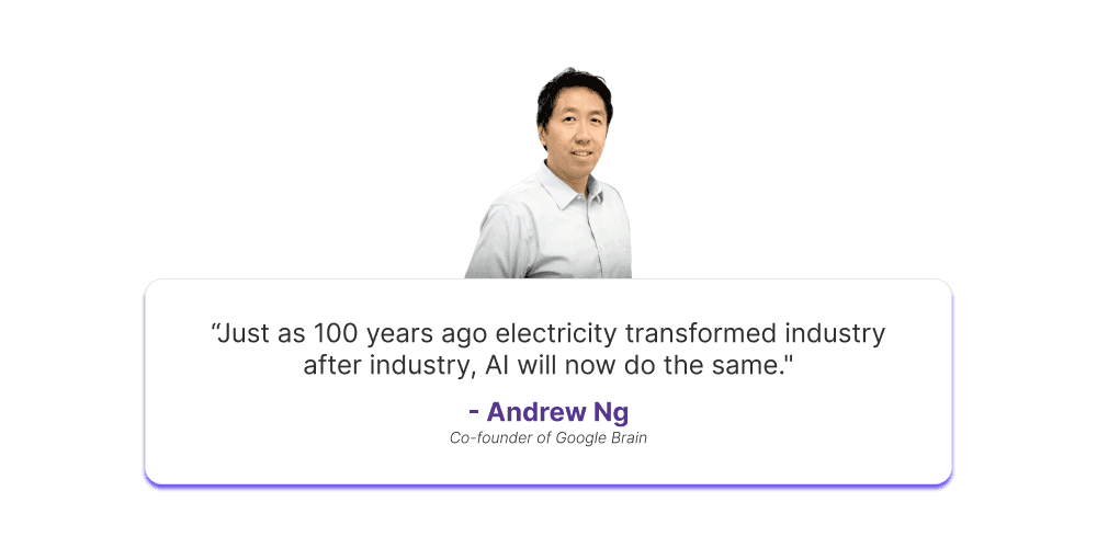 Just as 100 years ago electricity transformed industry after industry, AI will now do the same. Andrew Ng