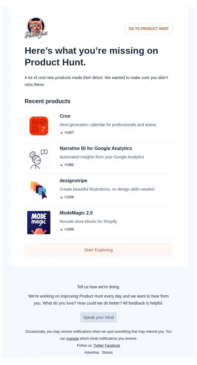 re-engagement-email-producthunt Re engagement emails - Product Hunt