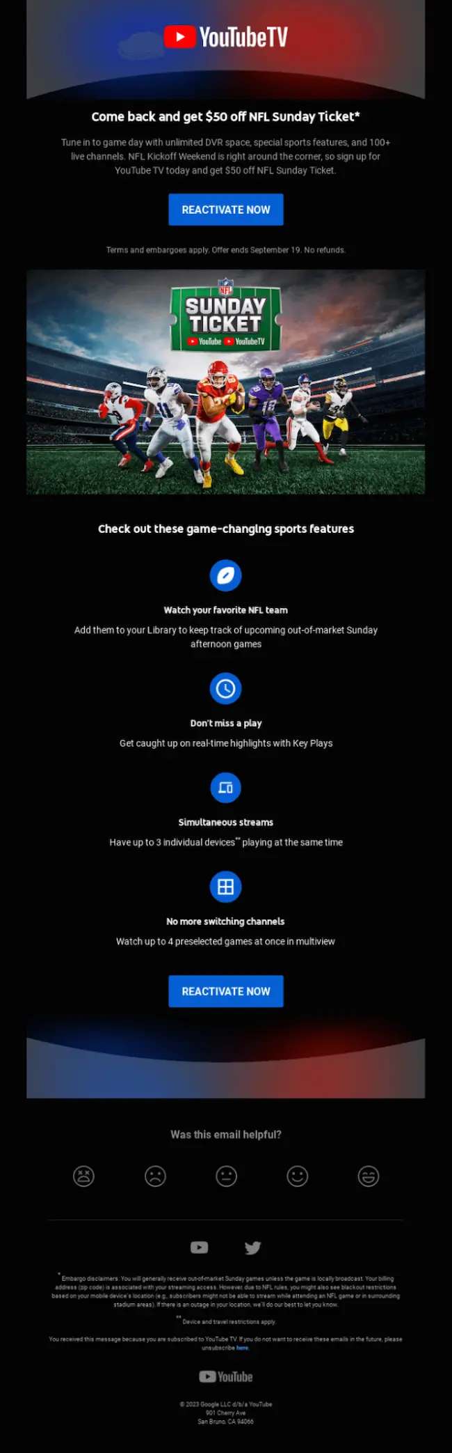 youtube re engagement emails - youtube