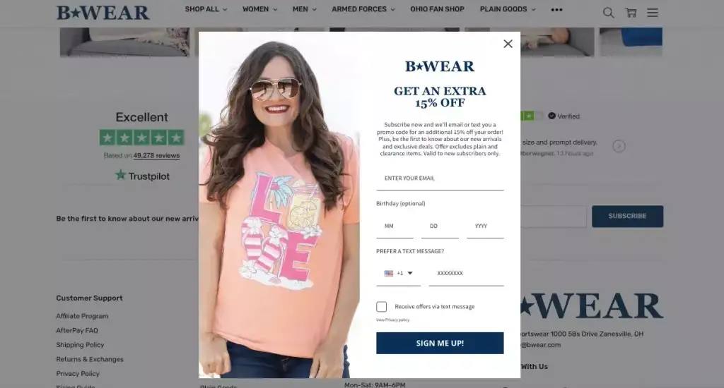 B-Wear-Personalized-website-popups B-Wear
