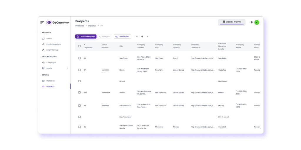 GoCustomer Dashboard GoCustomer