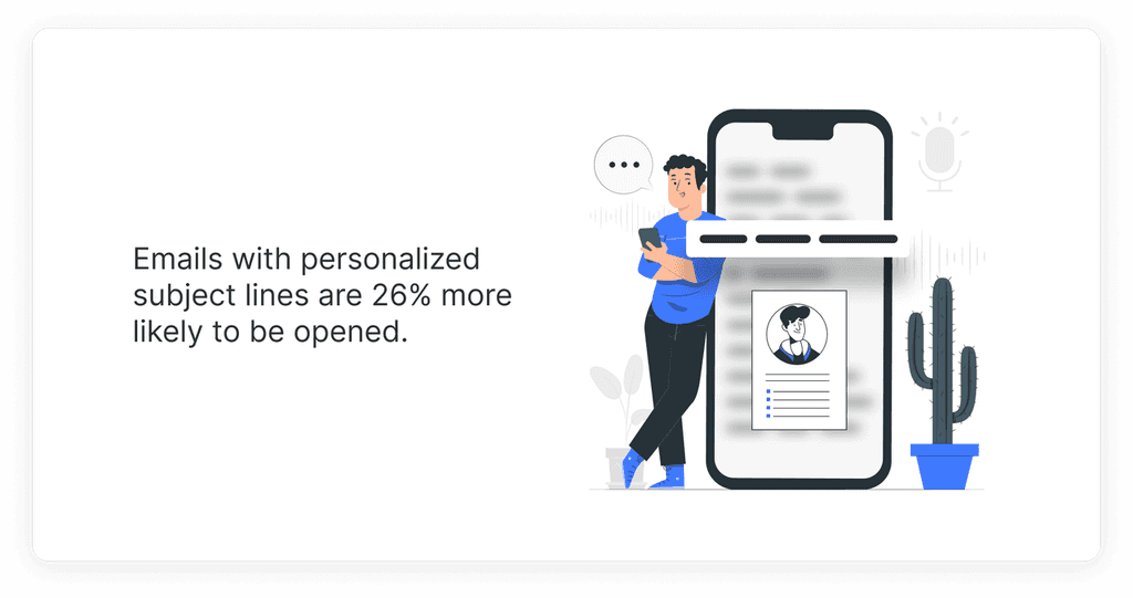 Emails with personalized subject lines are 26% more likely to be opened Emails with personalized subject lines are 26% more likely to be opened