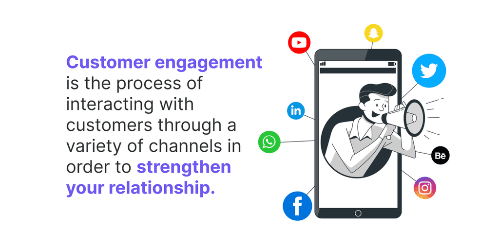 Customer engagement is the process of interacting with customers through a variety of channels in order to strengthen your relationship. what is customer engagement